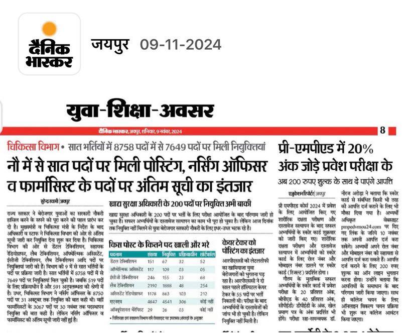 LALITKU01100266's tweet photo. चिकित्सा विभाग में फार्मासिस्टभर्ती प्रक्रिया बहुत ही धीमी गति से चल रही है पिछले 12 सालों से लंबित फार्मासिस्ट भर्ती आज तकपूरी नहीं हुई है सरकार से निवेदन है कि फार्मासिस्ट भर्ती जल्द पूरी करके बेरोजगार फार्मासिस्ट को राहत प्रदान करे
@BhajanlalBjp @GajendraKhimsar @pantlp https://t.co/fkjREWgl7U