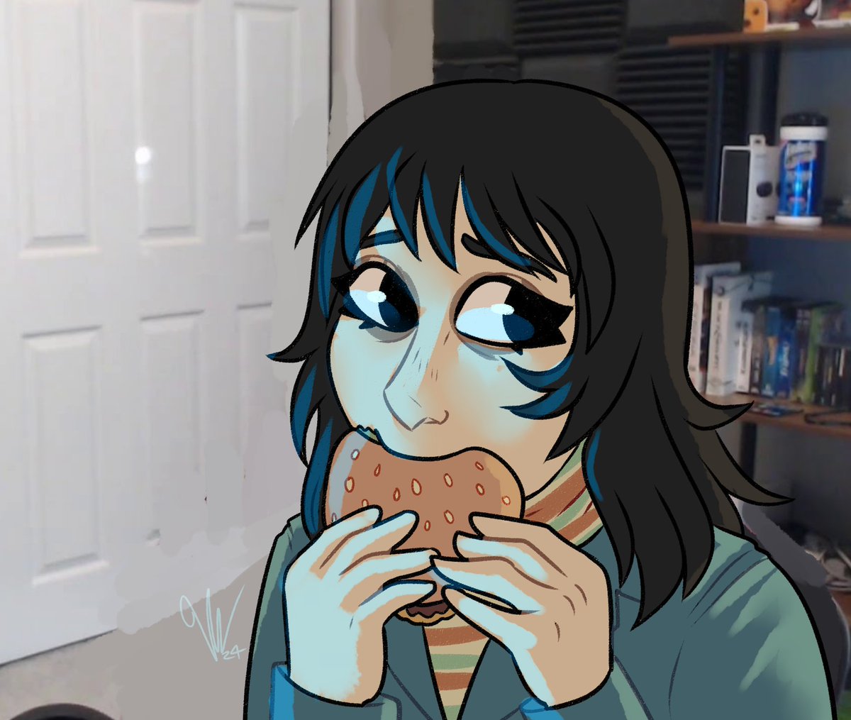 Victoriaaagh's tweet image. i saw that anya #mouthwashing likes fast food and the jerma burger meme came to mind immediately