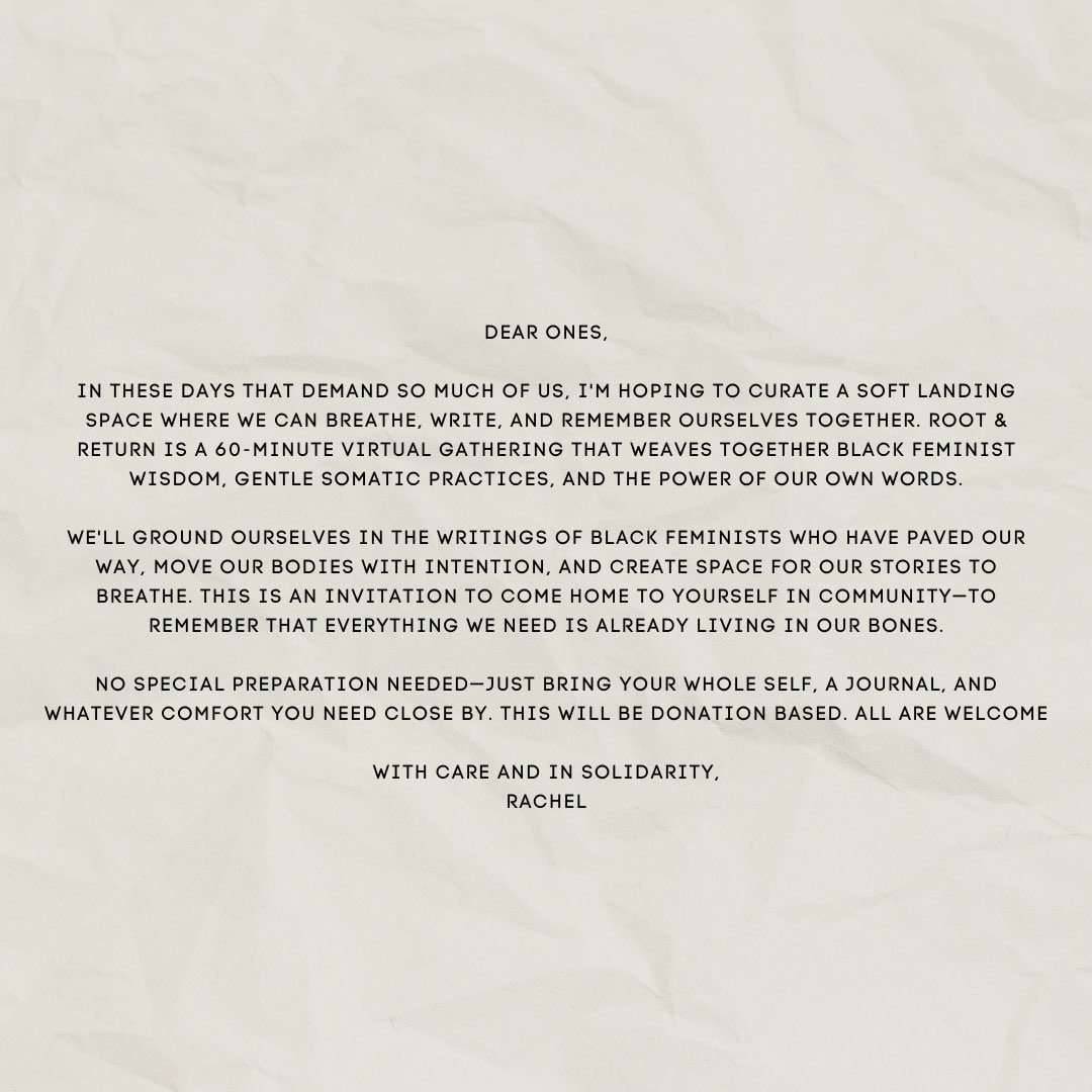 If you need to take some time to process all this too. Donation based. All are welcome.

🔗:  eventbrite.com/e/root-return-…