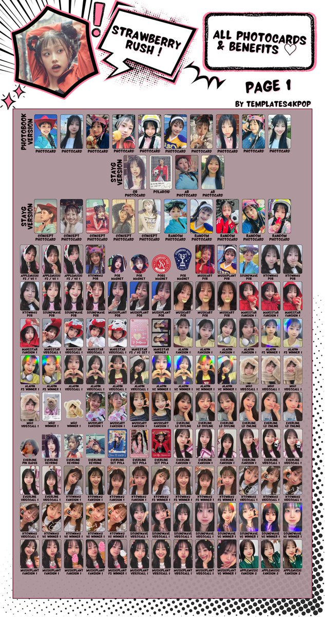 Chuu Strawberry Rush Photocard PC POB benefit template ! 츄 포카