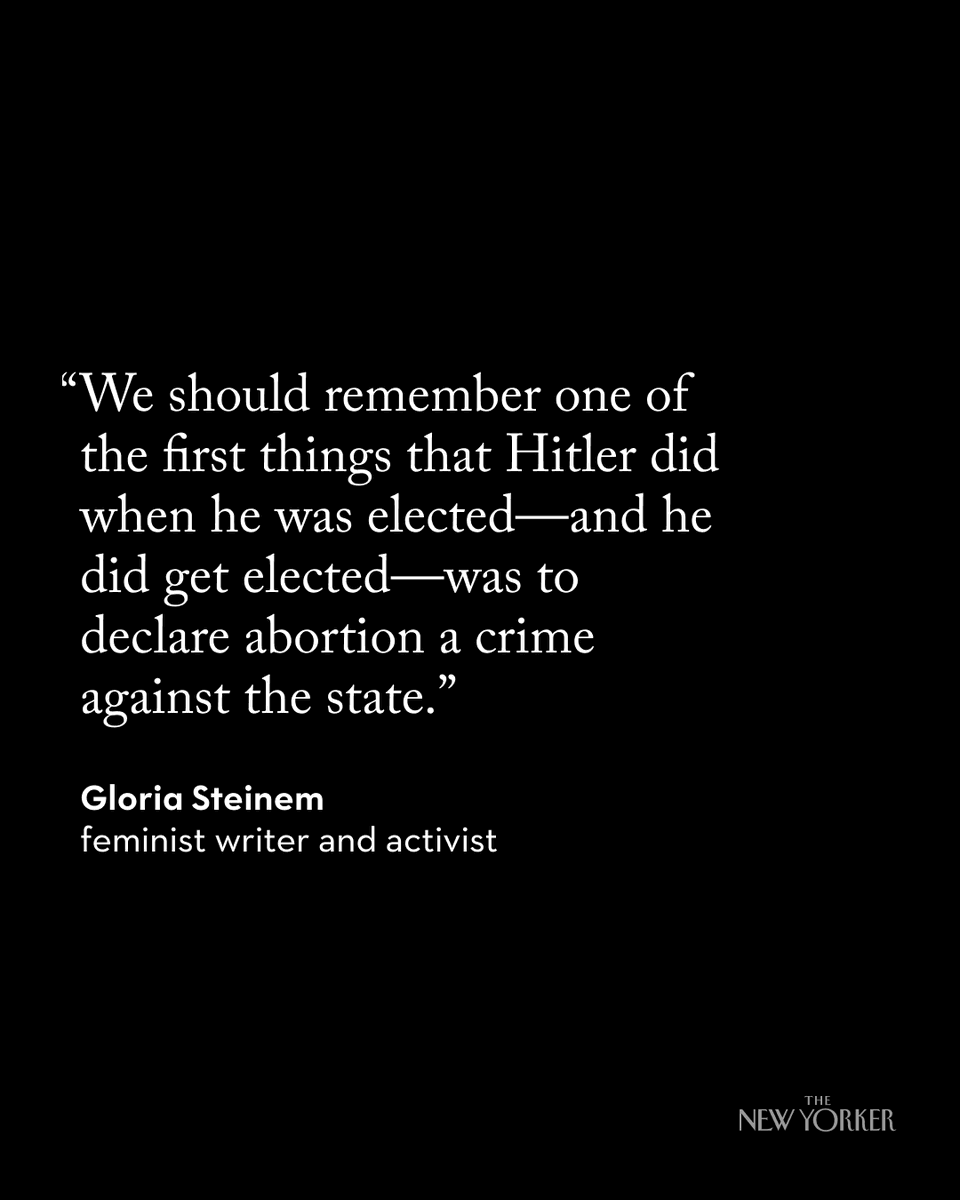 Gloria Steinem told <a href="/JaneMayerNYer/">Jane Mayer</a> that the right’s restrictions on abortion might just have been the beginning of a larger assault on personal freedoms, and not for the first time in history. nyer.cm/Znsh4ep
