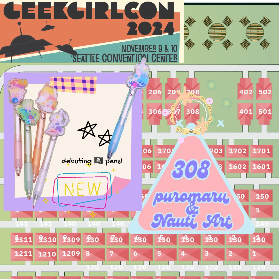Puromarudoodles's tweet image. I'll be vending at GEEK GIRL CON this weekend debuting some pirate pens🏴☠️🖊️ for a limited quantity! Come find me at table 308 to get your own!🥳🥳🥳