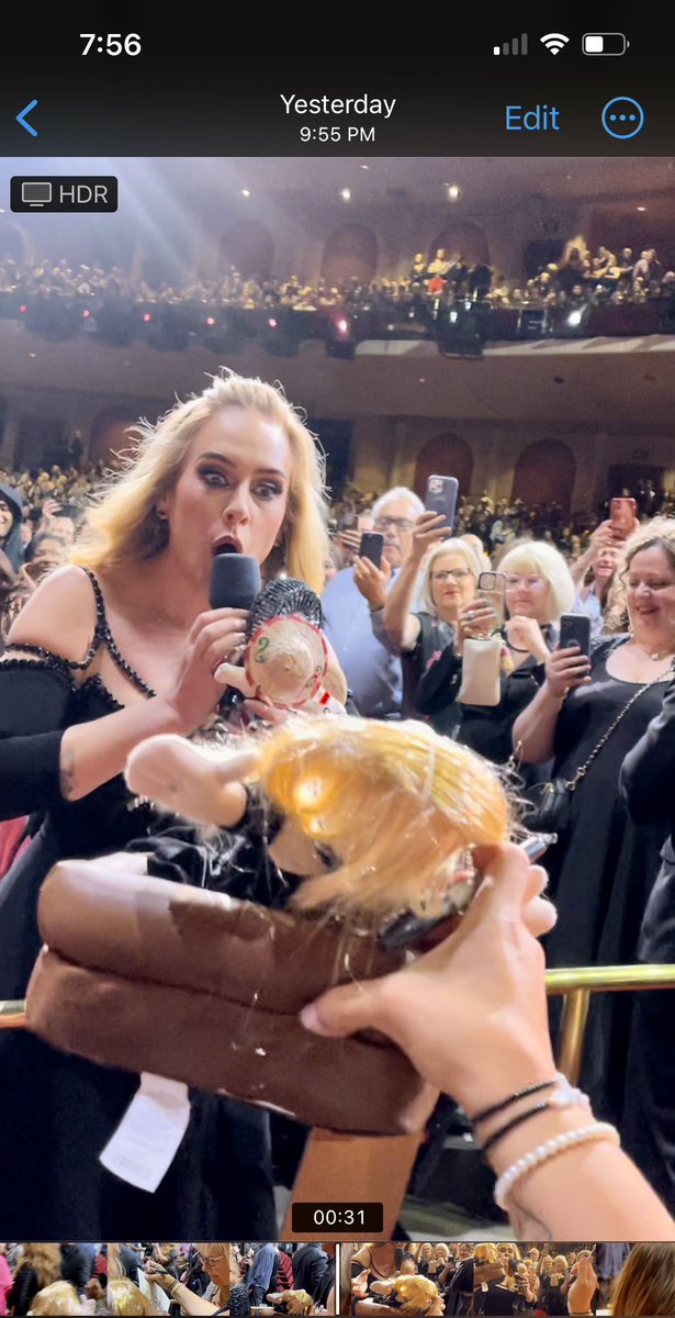 AdeleChasin's tweet photo. @george_danyluk @Adele Oct 6-Went back to celebrate Michelle’s bday. Crafted my very own Simi of Adele at my bday show. “That’s my  lovely Armani dress.” W/my fav Chasing pavements couch.-Failed to ask for a picture w/Michelle https://t.co/1XP1JCugYU