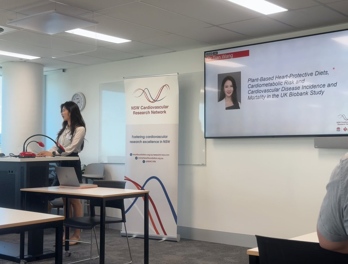 Tian Wang (@tianwdietitian) on Twitter photo Honored to present at the NSW CVRN Rising Stars Seminar on the link between plant-based diets and CVD risk (UKBB study). Great talks by <a href="/KatRiley_uni/">Katherine Riley</a>
<a href="/AlexChan332/">Alex Chan</a> <a href="/JuleeMcDonagh/">Dr Julee McDonagh, RN, PhD</a> <a href="/JStanfordAPD/">Jordan Stanford</a> Thanks to the <a href="/NSWCVRN/">NSW CVRN</a> team for a fantastic event! <a href="/QianPeterSu/">QIAN (Peter) SU</a> #PlantBased Honored to present at the NSW CVRN Rising Stars Seminar on the link between plant-based diets and CVD risk (UKBB study). Great talks by <a href="/KatRiley_uni/">Katherine Riley</a>
<a href="/AlexChan332/">Alex Chan</a> <a href="/JuleeMcDonagh/">Dr Julee McDonagh, RN, PhD</a> <a href="/JStanfordAPD/">Jordan Stanford</a> Thanks to the <a href="/NSWCVRN/">NSW CVRN</a> team for a fantastic event! <a href="/QianPeterSu/">QIAN (Peter) SU</a> #PlantBased