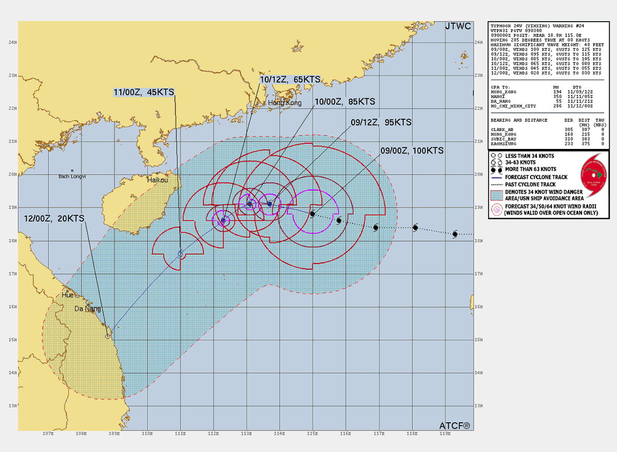 LimWeather's tweet photo. #Typhoon #Yinxing W of N #Luzon,#Philippines up to 115mph C3 MAJOR for a 2nd peak ALL #Hainan,#HongKong,#Macau,W #Guangdong,S #China,C #Vietnam interests should begin preps now! #Wxtwitter #Wxx #ε°ι’¨22ε· #MarcePH #Hue #DaNang #Sanya #TyphoonYinxing https://t.co/5r8EPpfAh6