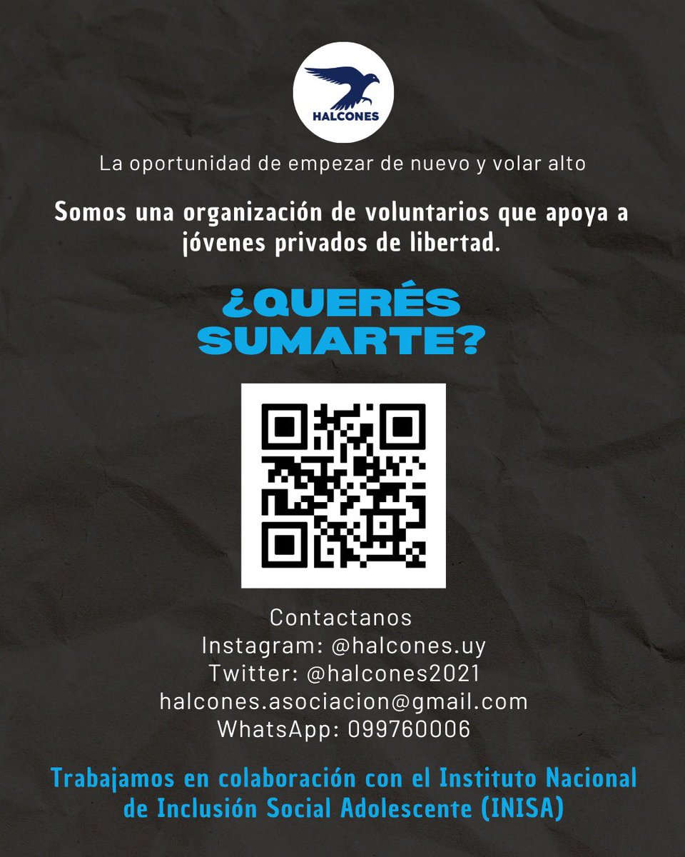 Halcones -> La oportunidad de empezar de nuevo y volar alto. <a href="/halcones2021/">Halcones</a> <a href="/PedroBellocq/">Pedro Bellocq</a> <a href="/Inisa_Oficial/">Inisa</a> instagram.com/halcones.uy?ig…