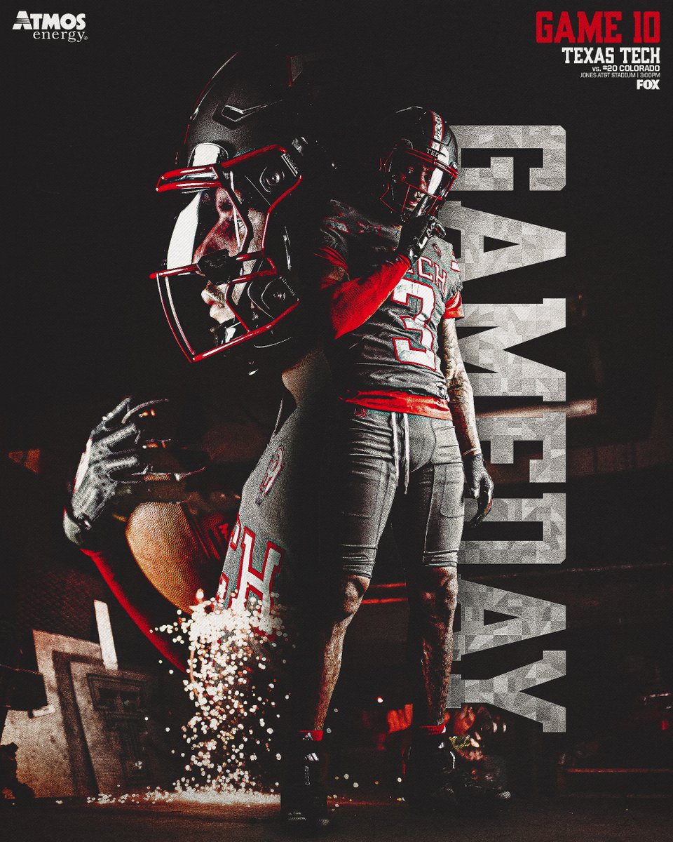 Texas Tech Football (@texastechfb) on Twitter photo Let's ride 🤠
🆚 No. 21 Colorado
📍 Jones AT&T Stadium
⏰ 3 PM on FOX
#WreckEm | <a href="/atmosenergy/">atmosenergy</a> Let's ride 🤠
🆚 No. 21 Colorado
📍 Jones AT&T Stadium
⏰ 3 PM on FOX
#WreckEm | <a href="/atmosenergy/">atmosenergy</a>