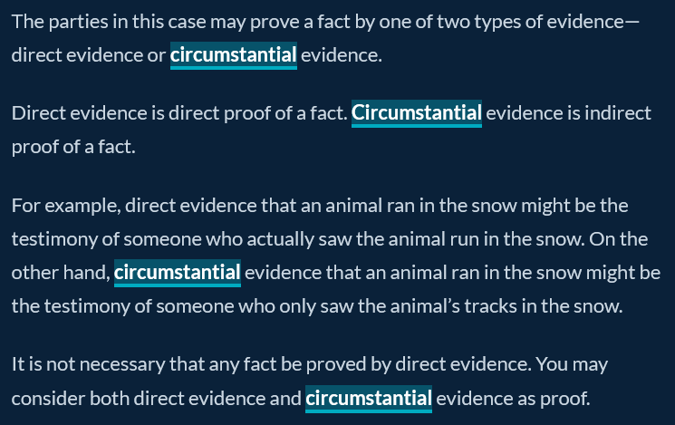 IUHabeas's tweet photo. The good news, if a retrial:
EF's and BH's confessions are direct evidence of guilt, says the Indiana Supreme Court. "Direct Evidence is direct proof of a fact," says IN Pattern Instruction 12.0100 below.
Take your "nexus" and stuff it.
#Delphi #RichardAllen https://t.co/HtsPOldsA8