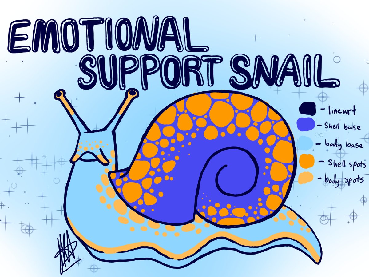 BargainBinGoth's tweet image. Emotional Support Snails can come in any color! Get yours today! #adoptables #customadoptable #art #digitalart #cute #snail