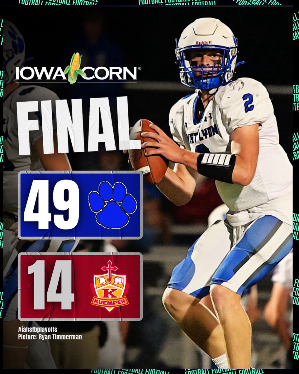 🚨𝗣𝗟𝗔𝗬𝗢𝗙𝗙 𝗙𝗜𝗡𝗔𝗟 𝗦𝗖𝗢𝗥𝗘🚨

WEST LYON IS HEADING TO THE DOME UNDEFEATED!

#iahsfb Ryan Timmerman