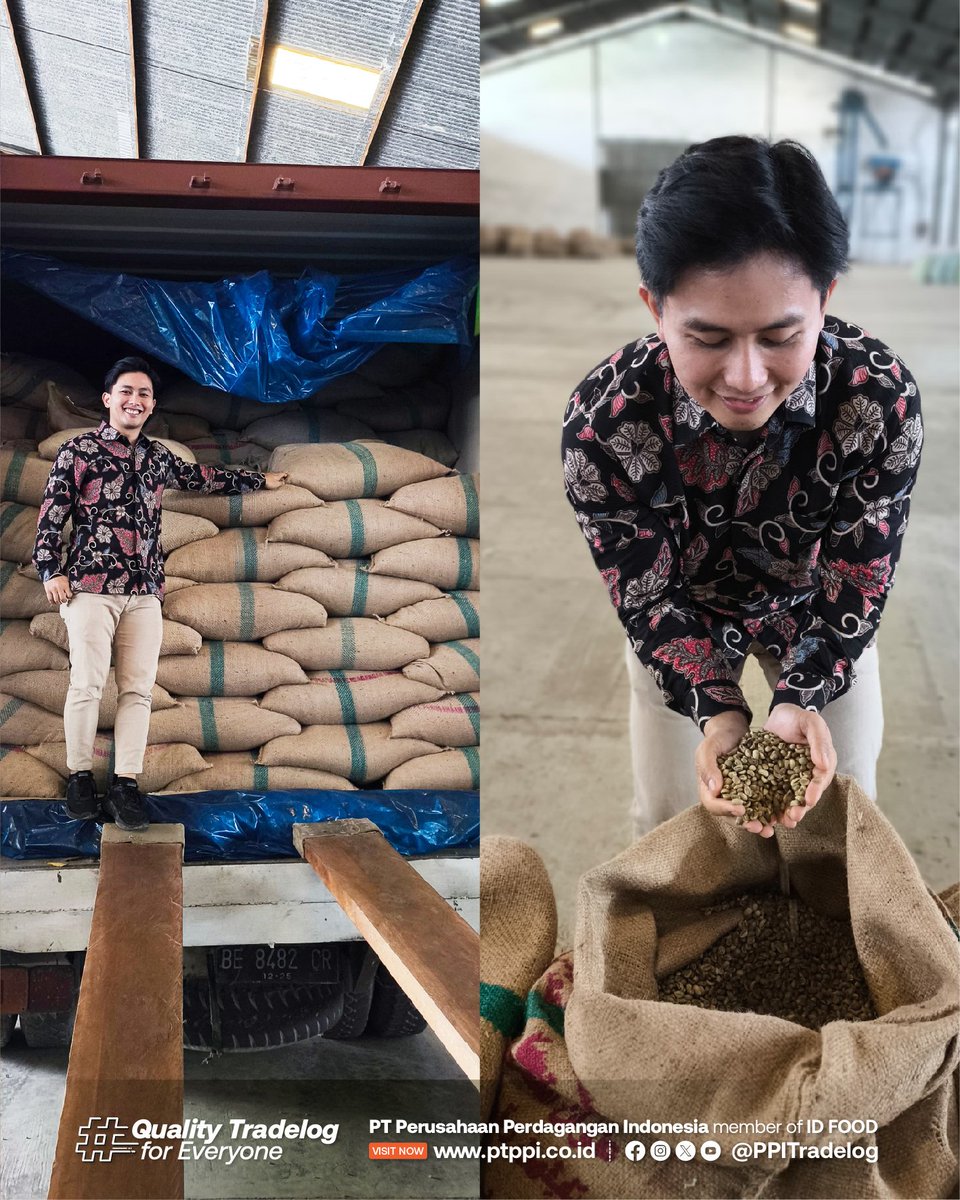 PPITradelog's tweet photo. Halo #SobatDagang
PT Perusahaan Perdagangan Indonesia (PPI) member of ID Food melakukan ekspor kopi jenis robusta asal Lampung sebanyak 39,6 MT menuju Mesir sebagai bagian dari strategi perluasan pasar ekspor komoditas kopi pada Rabu, (6/11/2024).
#QualityTradelogforEveryone https://t.co/tIhfIpt5VU