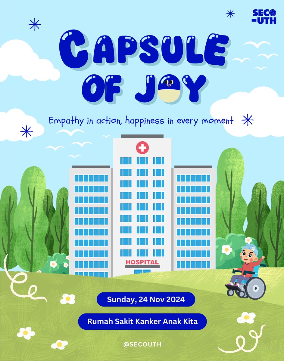 ㅤㅤ ㅤ
Empathy in action, happiness in every moment.

S E C O U T H  presents : 
💊𝐂𝐀𝐏𝐒𝐔𝐋𝐄 𝐎𝐅 𝐉𝐎𝐘💊

Open Volunteer for 𝑾𝒐𝒓𝒍𝒅’𝒔 𝑪𝒉𝒊𝒍𝒅𝒓𝒆𝒏 𝑫𝒂𝒚.
ㅤ