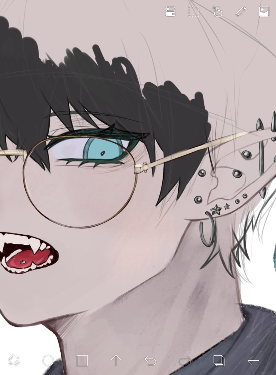 使ったこと無いペン縛りで描いてるけど楽しい！口とピアスお気に入り