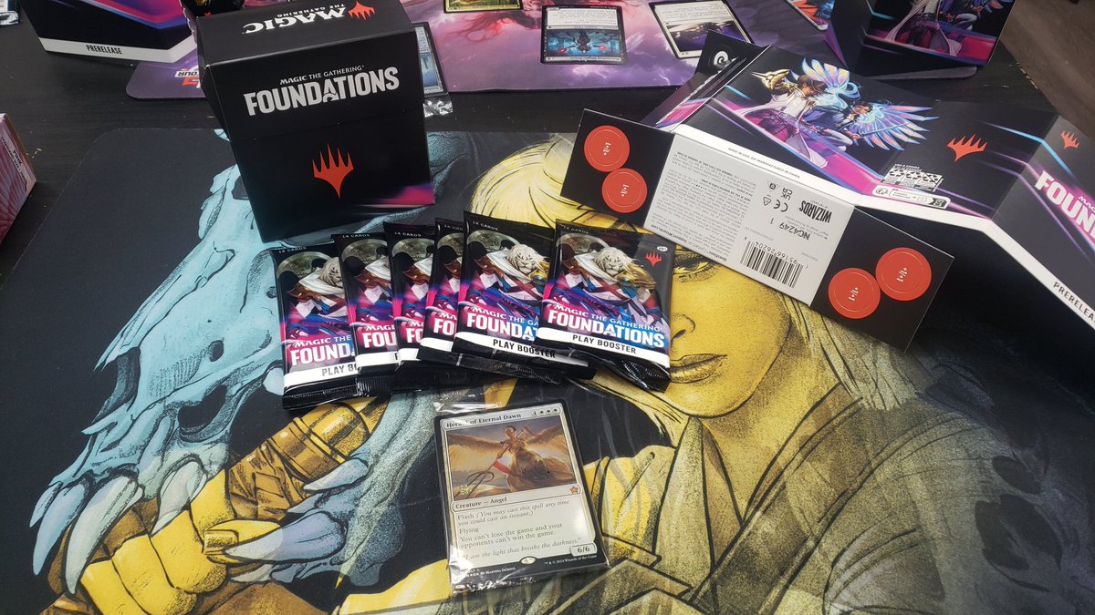 TheSalmonPink's tweet photo. #MTGFoundations prerelease!!! Forgot to post the pre-pack opening earlier but I made a super sweet orzhov angels and demons and lifegain oh my deck! I also won my first game at -7 life from my prerelease promo letting me not lose!

Went 2-1 and had a great time~ https://t.co/H6qASehc6T