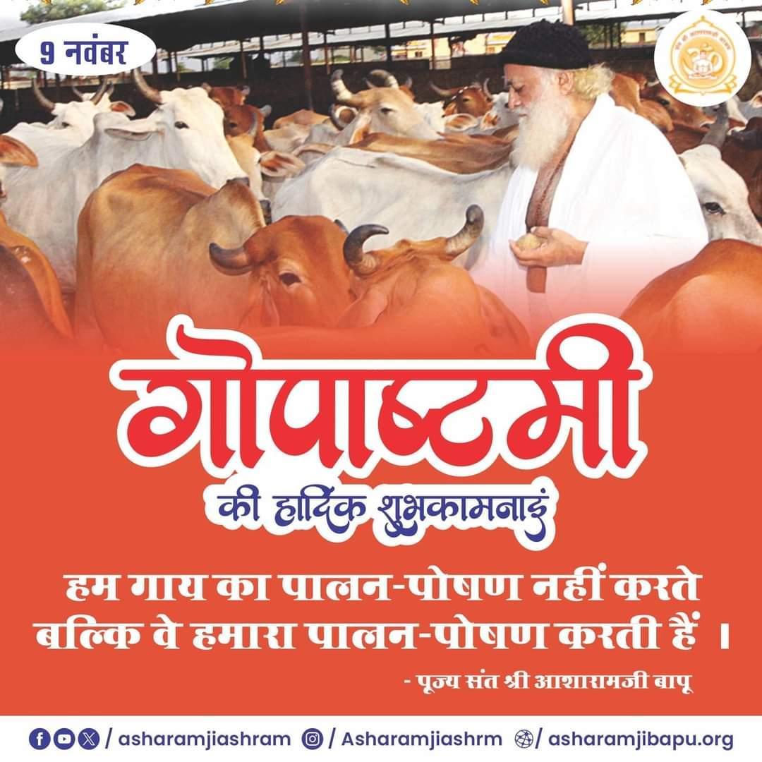 <a href="/Rajendr73745324/">Rajendra prasad Agarwal</a> <a href="/YssSpeaks/">Young India Speaks</a> #गोपाष्टमी सनातन संस्कृति का एक महत्वपूर्ण पर्व है जो विशेष कर गाय और ग्वालों के सम्मान में मनाया जाता है।
हमारी संस्कृति में गाय को माता का स्थान दिया गया है। 
Sant Shri Asharamji Bapu ने Gau Mata की महिमा को पूरे विश्व को बताया है।