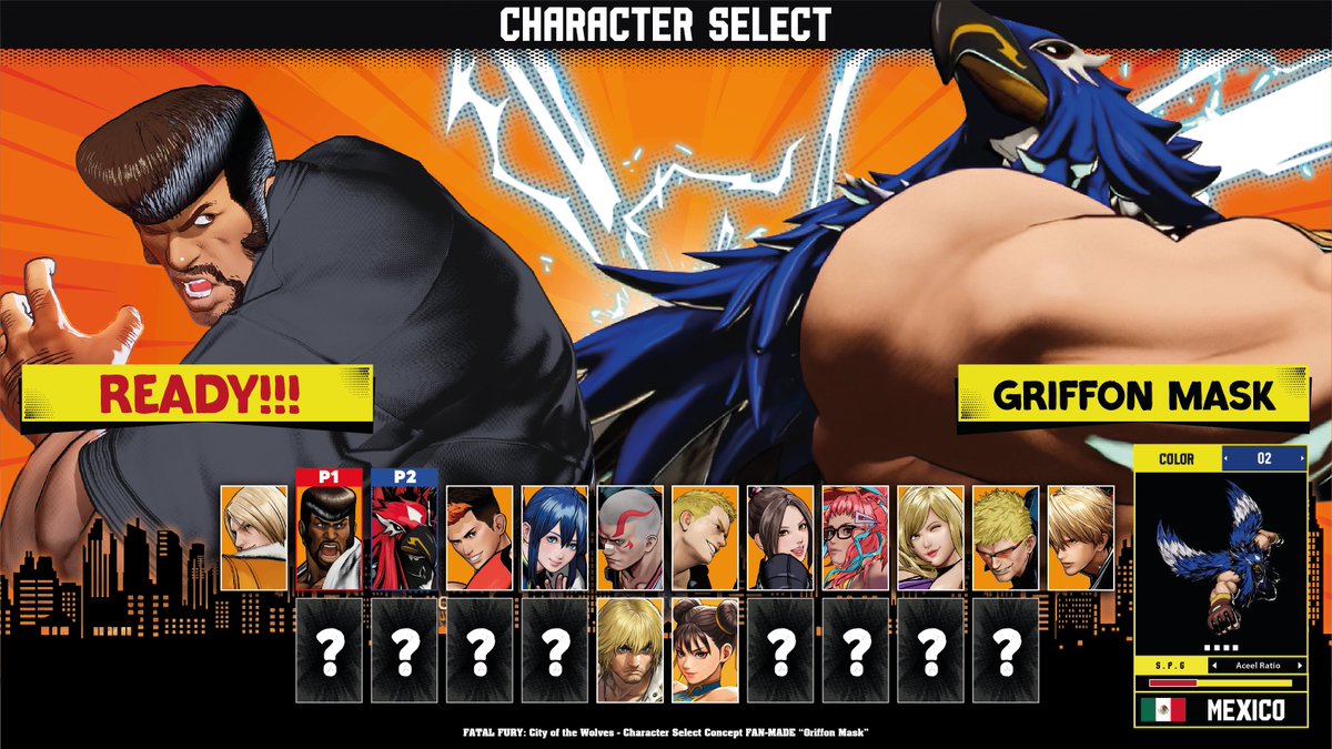 GriffonFGC's tweet image. Here's the process from start to finish of what my character screen would look like.
- All characters and background elements are animated.
- I added flags for each fighter to the menu.

#FatalFury #CityofTheWolves #CharacterSelect #SNK #FFCotW #Characters #fanart #oldschool