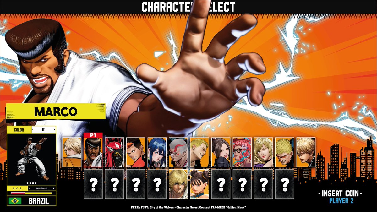 GriffonFGC's tweet image. Here's the process from start to finish of what my character screen would look like.
- All characters and background elements are animated.
- I added flags for each fighter to the menu.

#FatalFury #CityofTheWolves #CharacterSelect #SNK #FFCotW #Characters #fanart #oldschool