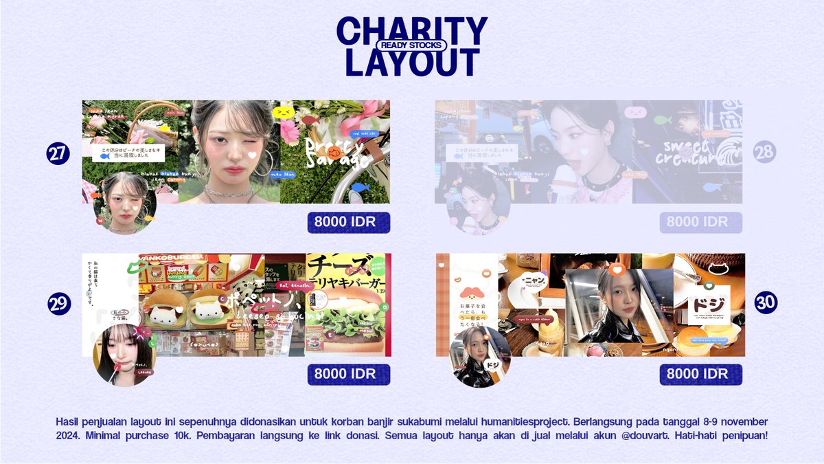 douvart's tweet image. FREE LAYOUT.

13 layout gratis dari 3 kaka sponsor baik hati, terimakasih banyak semoga dilimpahkan rezeki. silahkan rep dengan format "no. layout + cad. no. layout" contoh 17 + cad. 18. layout wajib dipakai dan shoutout.

ga saya masukin ht. YTTA buat yg bantu hype charity saja.