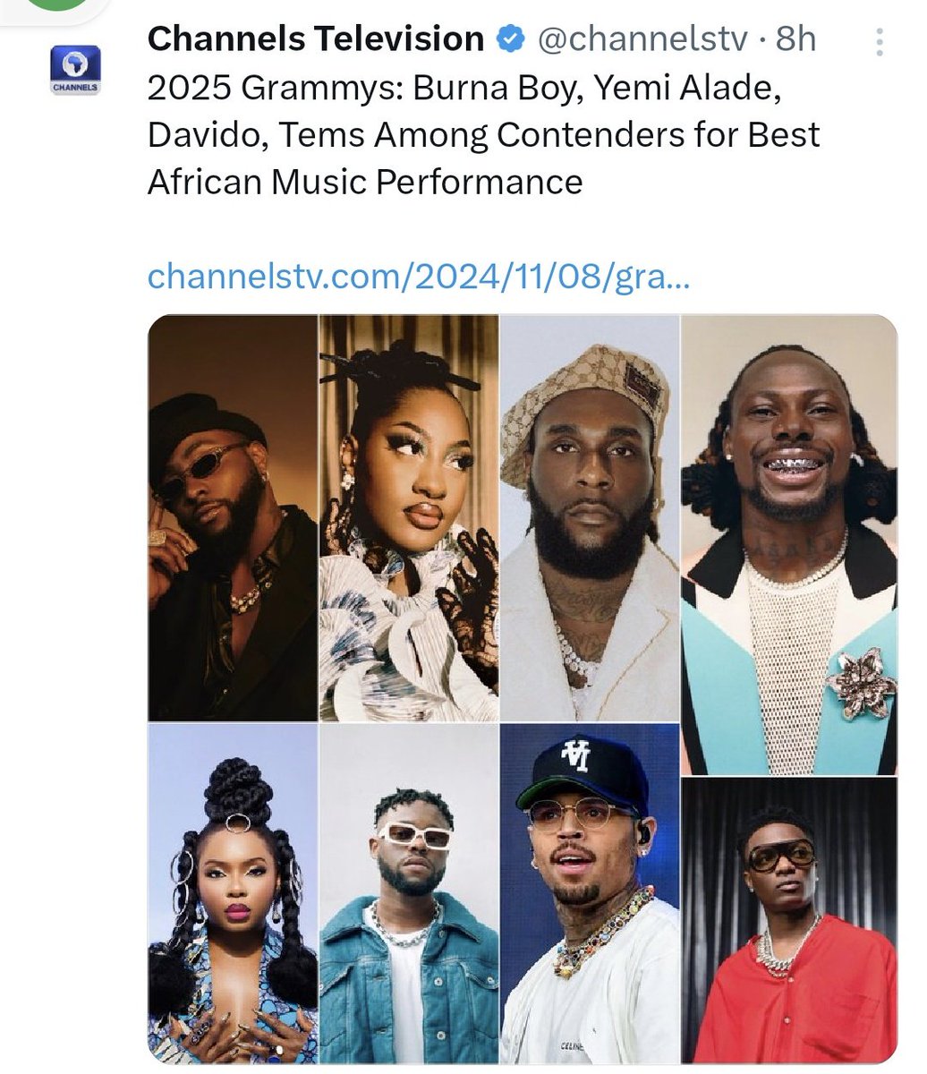 NewspostTv's tweet photo. Nigerian artists standing at the #GRAMMYs .#mericopa #4nigeria #bestmusicperformance #VictorOsimhen #amersterdam #Jewish #TelAviv #Israel #Iran #allNigerians #Davido #BaltasarEngonga #KaranveerMehra #BINI #TheLastLeg #Yahweh #Asake #TEMS #teletón2024 #Trump . https://t.co/DVIANL7ZW2