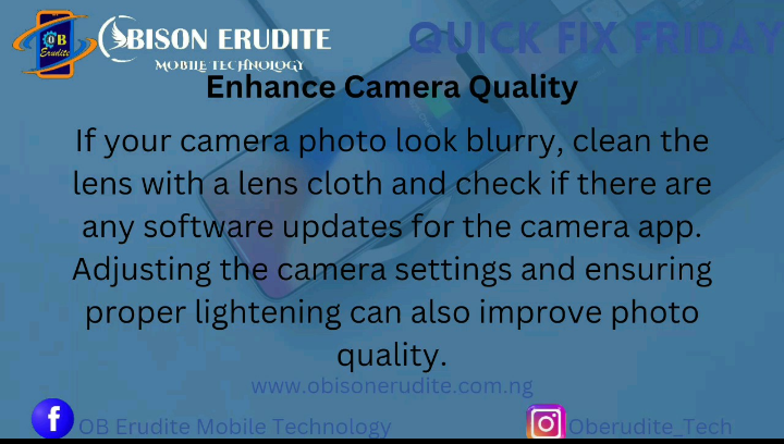 ObErudite's tweet image. Quick Fix Friday Episode 10

📸 Struggling with blurry photos? Here’s a quick fix!

For more mobile tips, follow Quick Fix Fridays! 🔧

#BlurryPhotoFix #QuickFixFriday #ObisonEruditeTech #MobilePhotography #TechTips
