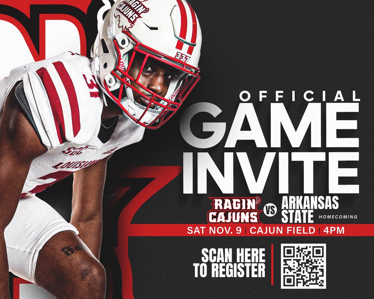 I will be attending <a href="/RaginCajunsFB/">Louisiana Ragin’ Cajuns® Football</a> football game tomorrow!! <a href="/coachfoote12/">Jeremy Foote</a> <a href="/CoachSFarmer/">Coach Steve Farmer</a> #GeauxCajuns
