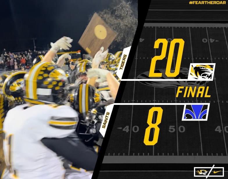 TIGERS 20 
SAINTS 8 
FINAL 

#TigersFootball 
#FearTheRoar