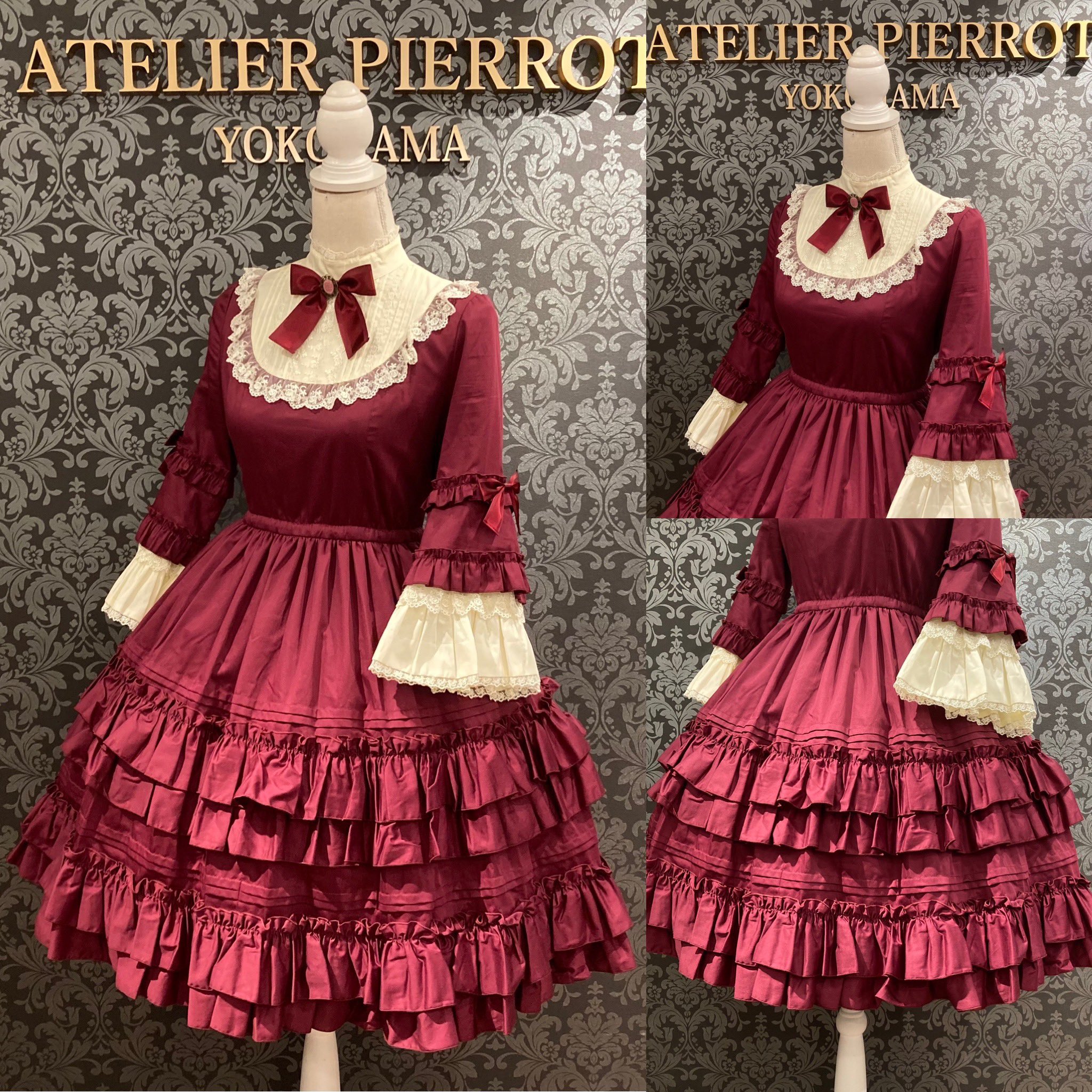 美品 ATELIER PIERROT ピナスイートコレクション 黒総レースケープ ATELIER-PIERROT／Louise Jabot Half Sleeve Blouse
