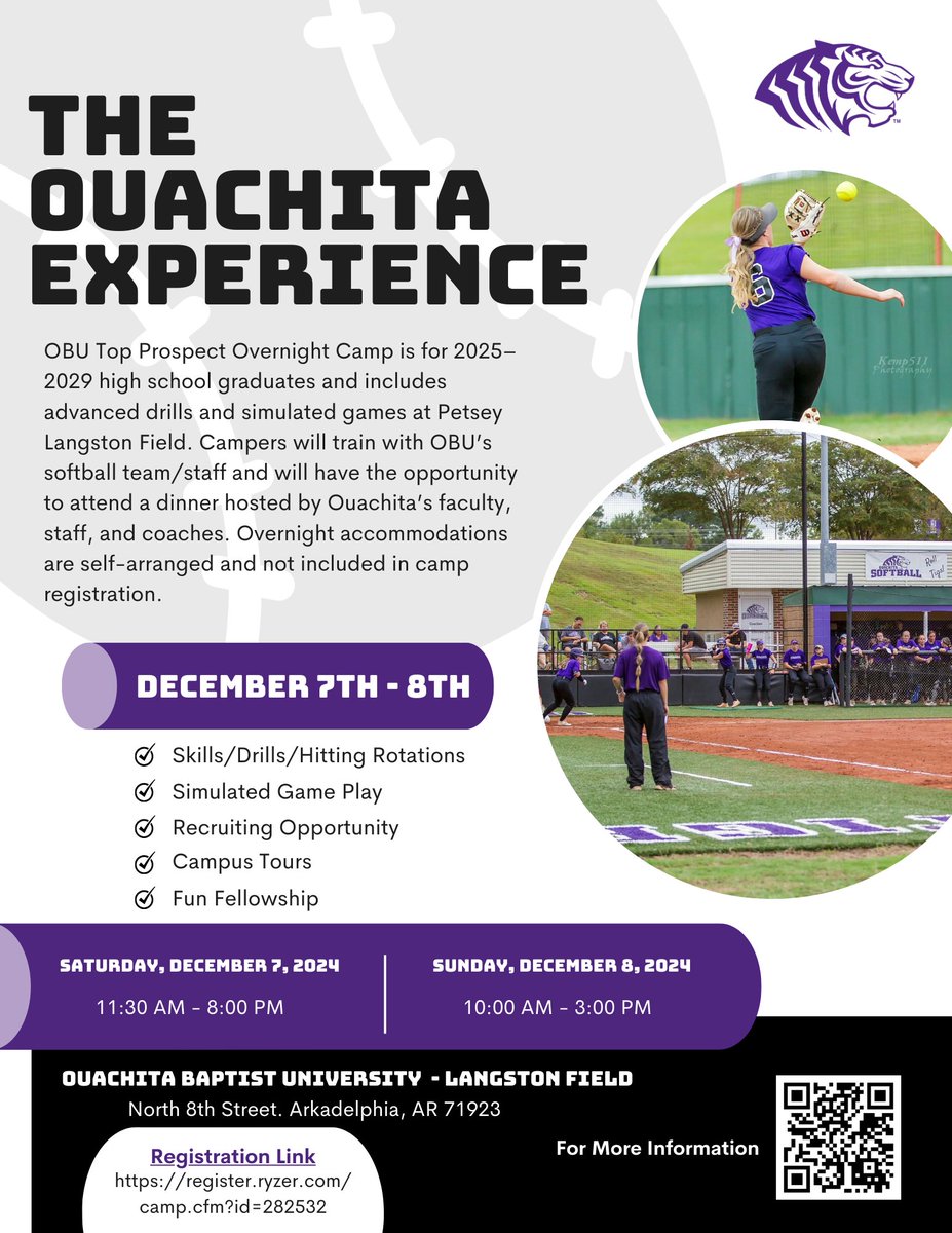 1 More Fall Camp Date remains and it's a good one!!

December 7 - 8 in Arkadelphia

Register at ouachitasoftballcamps.com 

#RollTigs 🐅