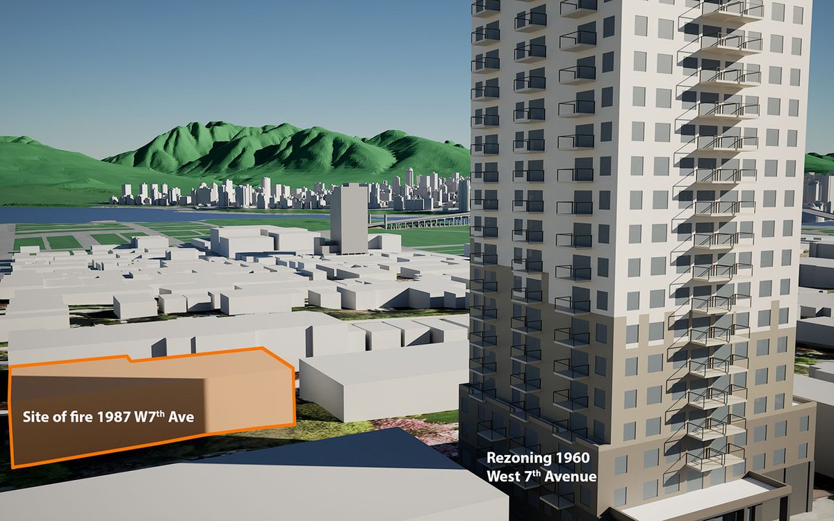 For context, here is 1987 West 7th Avenue (site of Seven Maples fire in August) in relation to the rezoning proposal at 1960 W7th Avenue that's going to Public Hearing on November 26th (a rental building site).