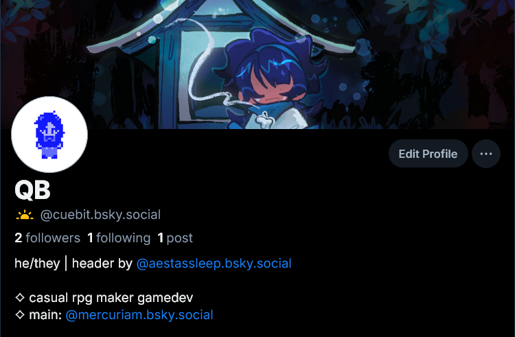 good time to announce that i'm over on bsky as well! i'll be following mutuals from my main account