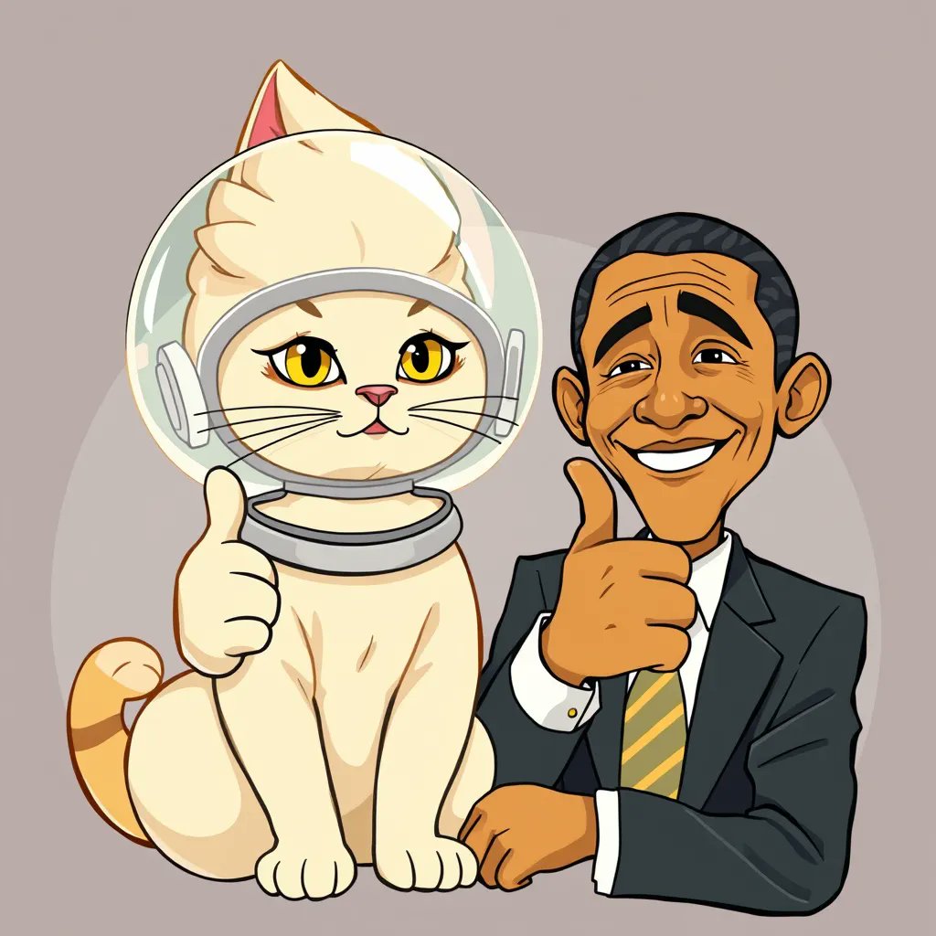 CremePuffSOL's tweet photo. When Creme Puff gets a presidential thumbs up, you know it’s serious business! 🐱 https://t.co/YCYTiTl2Xy