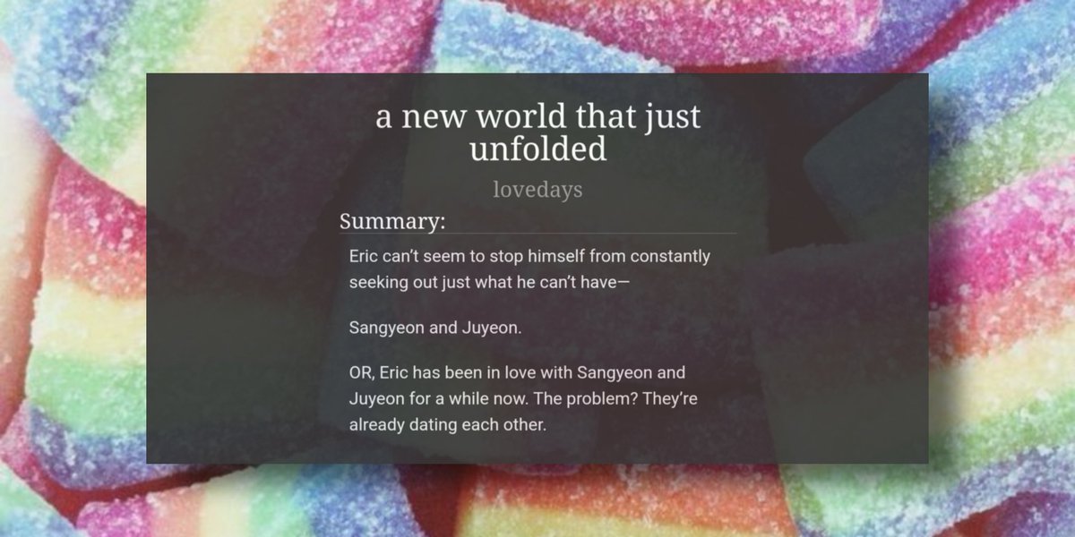 a new world that just unfolded
— lovedays

♡ 🥭🦄🐱 𝐬𝐚𝐧𝐠𝐣𝐮𝐫𝐢𝐜
♡ E | 5,366
♡ cmmission for <a href="/binny_binbin/">BINNY</a> 
♡ archiveofourown.org/works/60426277