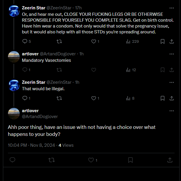 ZeerinStar's tweet photo. No, I have an issue with illegal things. Abortions are, in most places, legal and, more to the point, aren't mandatory. They are, in 95% of cases, an elective surgery. https://t.co/RX9pkWntGo