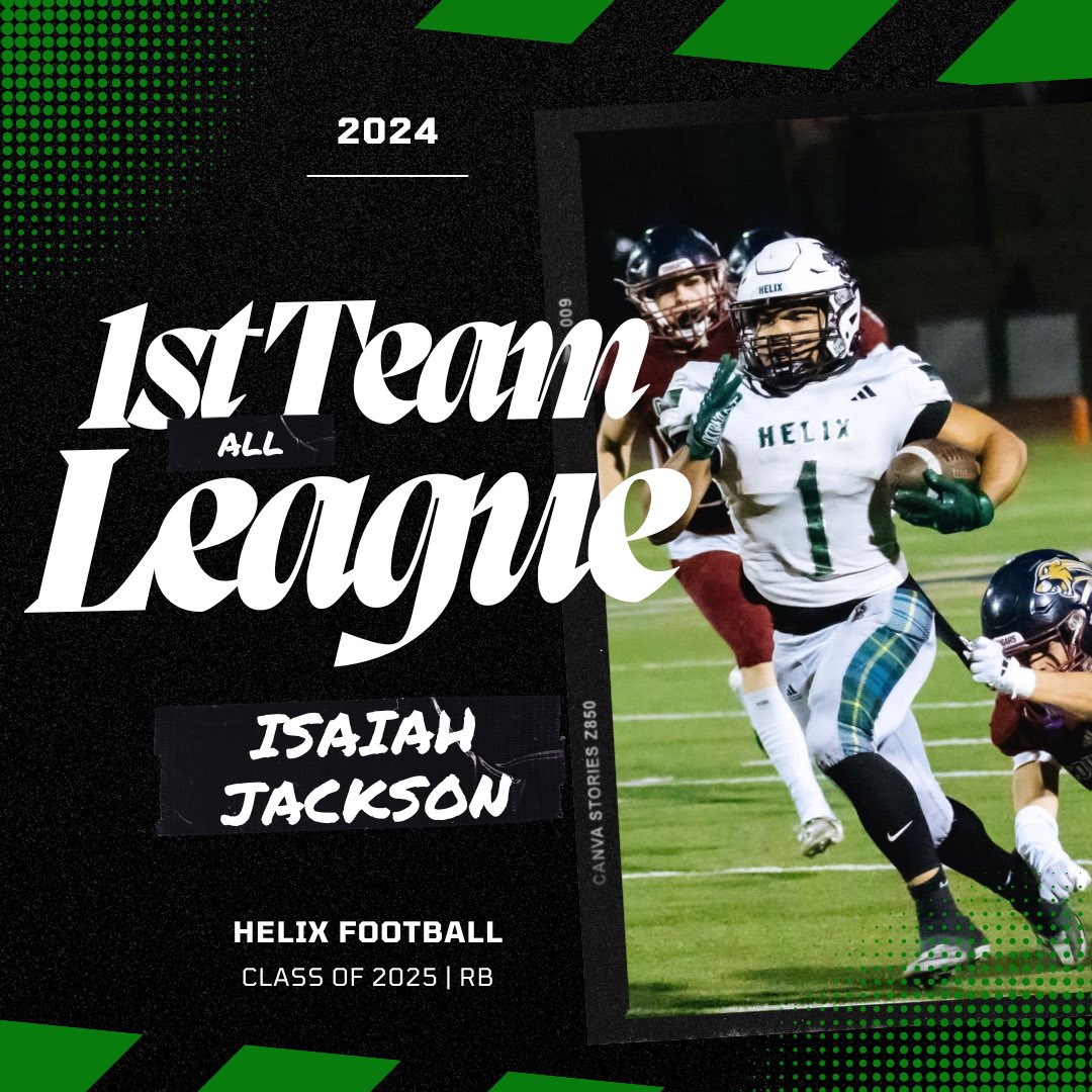 Congratulations to Class of ‘25 RB Isaiah ‘Pablo’ Jackson on being selected 1st Team All League Offense in the Grossmont Hills League. Isaiah Jackson finished the season as a Top 5 RB in the county with 1,382 yds rushing and 15 TDs, as well as adding 13 rec for 100yds. 

#Win12