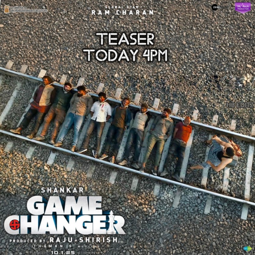 always_Mega_fan's tweet photo. Here the #GameChanger POSTER as 

#GameChangerTeaser Day has Arrived 💥

GC Teaser from TODAY 🔥

#RamCharan𓃵 
#KiaraAdvani 
#Shankar 
#DilRaju https://t.co/t3zzk0iscn