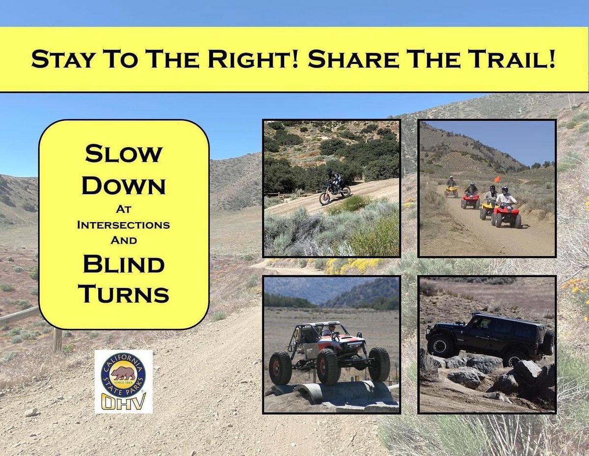 Remember to stay to the right and share the trail! Slowing down at intersections and blind turns can prevent accidents and injuries. These simple safety habits will help you enjoy years of off-highway vehicle recreation!