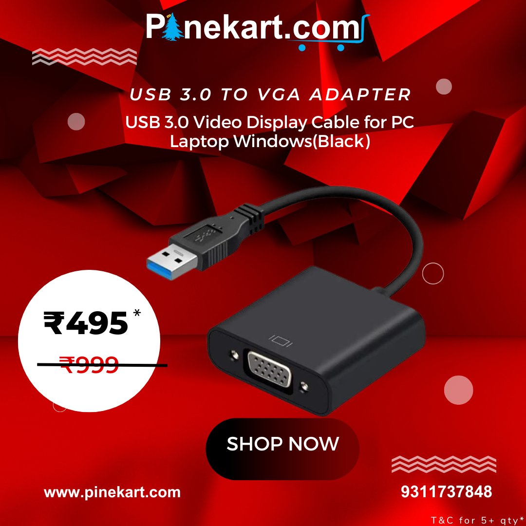 PineKart's tweet image. USB 3.0 to VGA Adapter, External USB 3.0 Video Display Cable for PC Laptop Windows
Click to buy now - surl.li/ytywjk
#USBAdapter #VGAConverter #ExternalDisplay #EffortlessSetup #TechEssentials #OfficeTech #LimitedOffer #TrendingDeals #SaleSeason #SpecialDeals