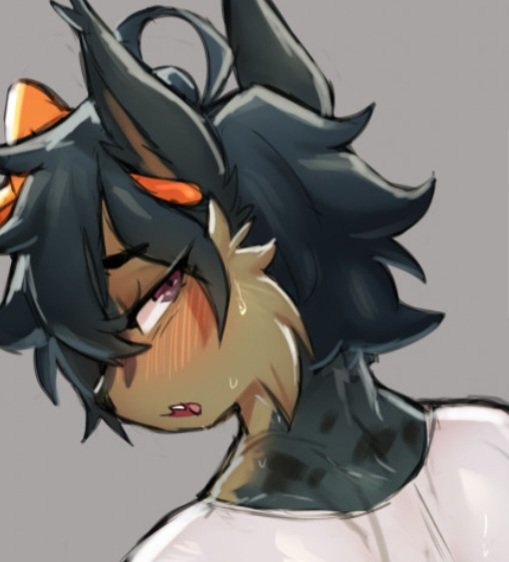 " Nnmm....~ 😤

 . . .

Uhmn . . . . . . [huff] I-I am...~ 😔 "