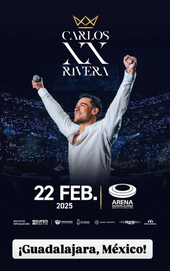 Lupatto88's tweet photo. Vamos celebrando los 20 años de carrera de @_CarlosRivera en Guadalajara Jalisco ! Que te lo piensas perder? No lo creo compra tus boletos por qué se acaban!! https://t.co/ztiB02XsEO