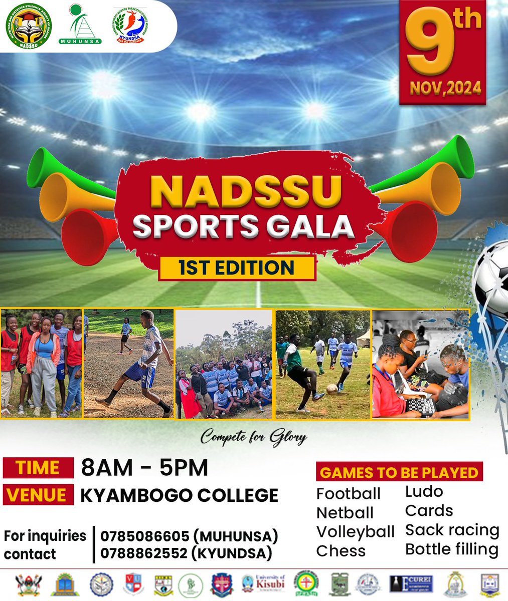 The day is today! Nutrition meets sports. Join us at the first ever #NADSSUSportsGala. A day full of fun, fitness and health.
We shall also have a nutrition clinic, offering free nutrition services to the community.
Let's celebrate health and wellness together
#SportsandNutrition