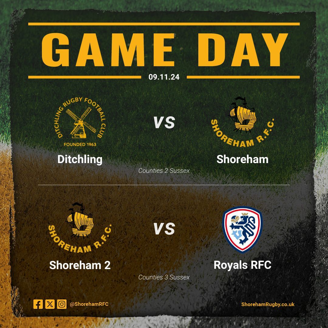 Shoreham Rugby Club (@shorehamrfc) on Twitter photo ๐จGAME DAY๐จ
Our 2nd XV have the honour of playing at Buckingham Park this week, hosting <a href="/RoyalsRFCJersey/">RoyalsRFCJersey</a>, with an early 12.30 KO๐ง, you can cheer on the Might Ham and still watch the <a href="/EnglandRugby/">England Rugby</a> game!
Our 1st XV KO at 2pm away to <a href="/DitchlingRugby/">Ditchling Rugby Club</a>.
UP THE HAM ๐จGAME DAY๐จ
Our 2nd XV have the honour of playing at Buckingham Park this week, hosting <a href="/RoyalsRFCJersey/">RoyalsRFCJersey</a>, with an early 12.30 KO๐ง, you can cheer on the Might Ham and still watch the <a href="/EnglandRugby/">England Rugby</a> game!
Our 1st XV KO at 2pm away to <a href="/DitchlingRugby/">Ditchling Rugby Club</a>.
UP THE HAM