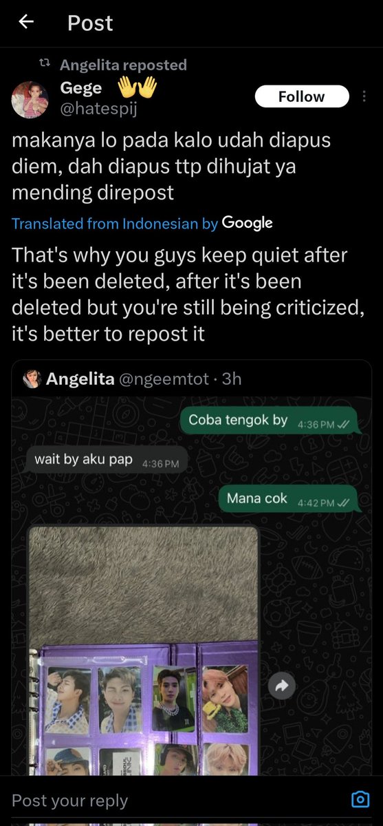 She deleted the tweet after getting backlash for it but then decided to repost it because she was mad at people still criticizing her for it. Keep mass reporting, she has a big platform and she's using it to bring more hate towards 🐨.
📌x.com/intent/user?us…