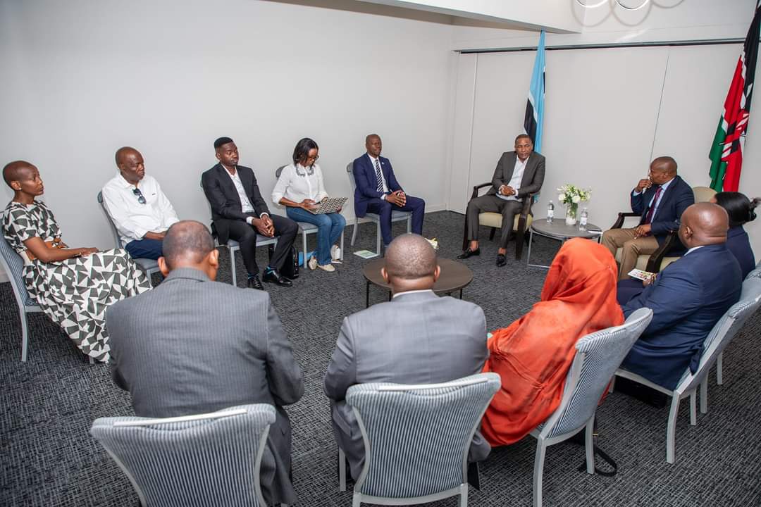 KindikiKithure's tweet photo. GABORONE, BOTSWANA 
SATURDAY, NOVEMBER 9, 2024

Kenya considers Botswana an ally in continental economic development, peace and security, tourism education, health and renewable energy. The two countries have shared experiences in politics, democracy, development and trade that date back to the independence struggle. 

Currently, there are over 1,200 Kenyan citizens residing and working in Botswana and the Government of Kenya appreciates the cordial treatment accorded to our professionals who have over the time contributed to the setting up of governance and education structures in Botswana. 

On behalf of President William Ruto, held bilateral talks with President Duma Gideon Boko in Gaborone, Botswana that focused on cooperation in the areas of climate change, tourism, trade in coffee and tea, beef farming, development of horticulture and floriculture, mining, cooperatives management and regional peace, security and stability. 

Also, presented to President Duma Boko, Kenya's request to support the candidature of Hon. Raila Odinga to chair the African Union Commission (AUC).