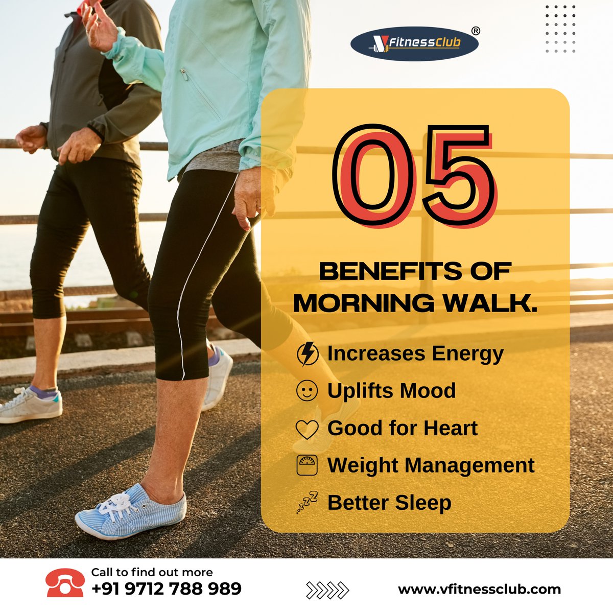 Vfitnessclub20's tweet photo. 5 amazing benefits of a morning walk! Boost your mood, energy, health, and start your day right. ๐๐
#FitnessGoals #HealthyLifestyle #StayActive
#WellnessJourney #FitLife #software #gymsoftware #gym #erpsoftware #vfitnessclub #technology https://t.co/rb2dtPGAZ4