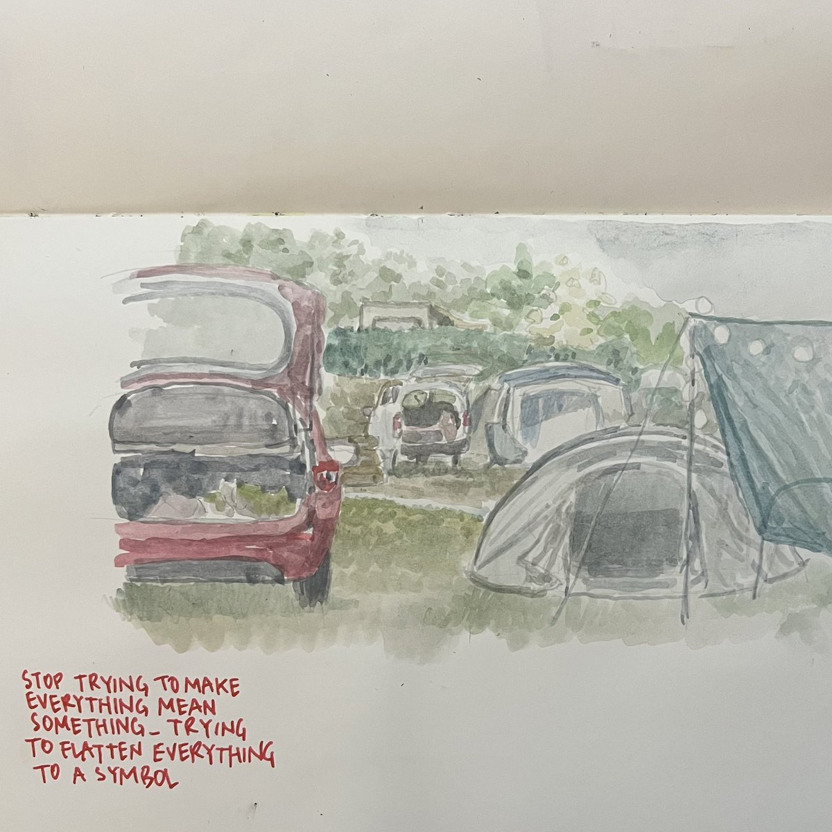 michael_lilin's tweet image. Stop trying to make everything mean something —trying to flatten everything to a symbol
❉❉❉❉
❉❉❉❉
❉❉❉
#camping #tent #fabricarchitecture #vacation #car #mazda #watercolors #drawing #painting #art #contemporaryart #contemporarypainting #contemporarydrawing #MichaelLilin