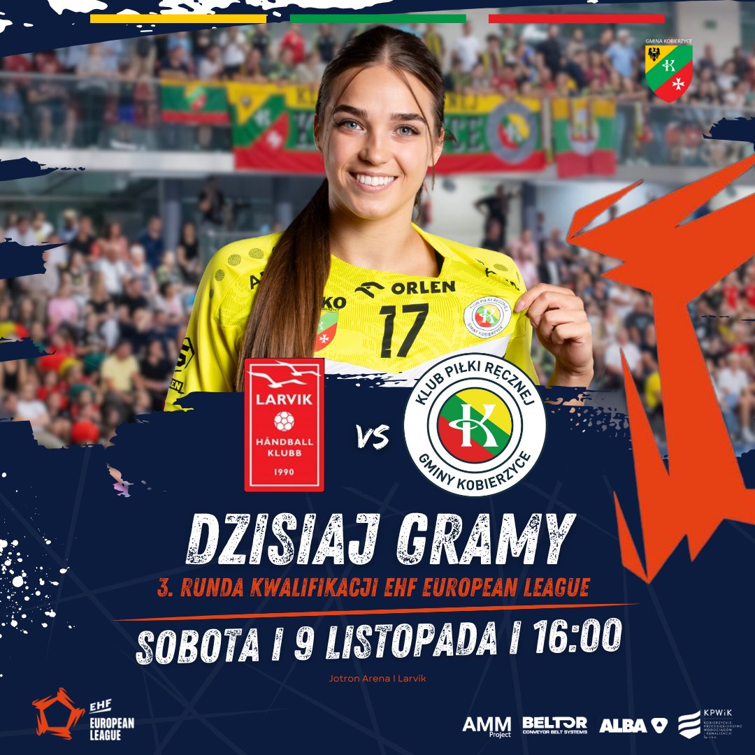 Match day! 
3. runda kwalifikacji EHF European League
Larvik Håndballklubb - KPR Gminy Kobierzyce
16:00
Jotron Arena, Larvik