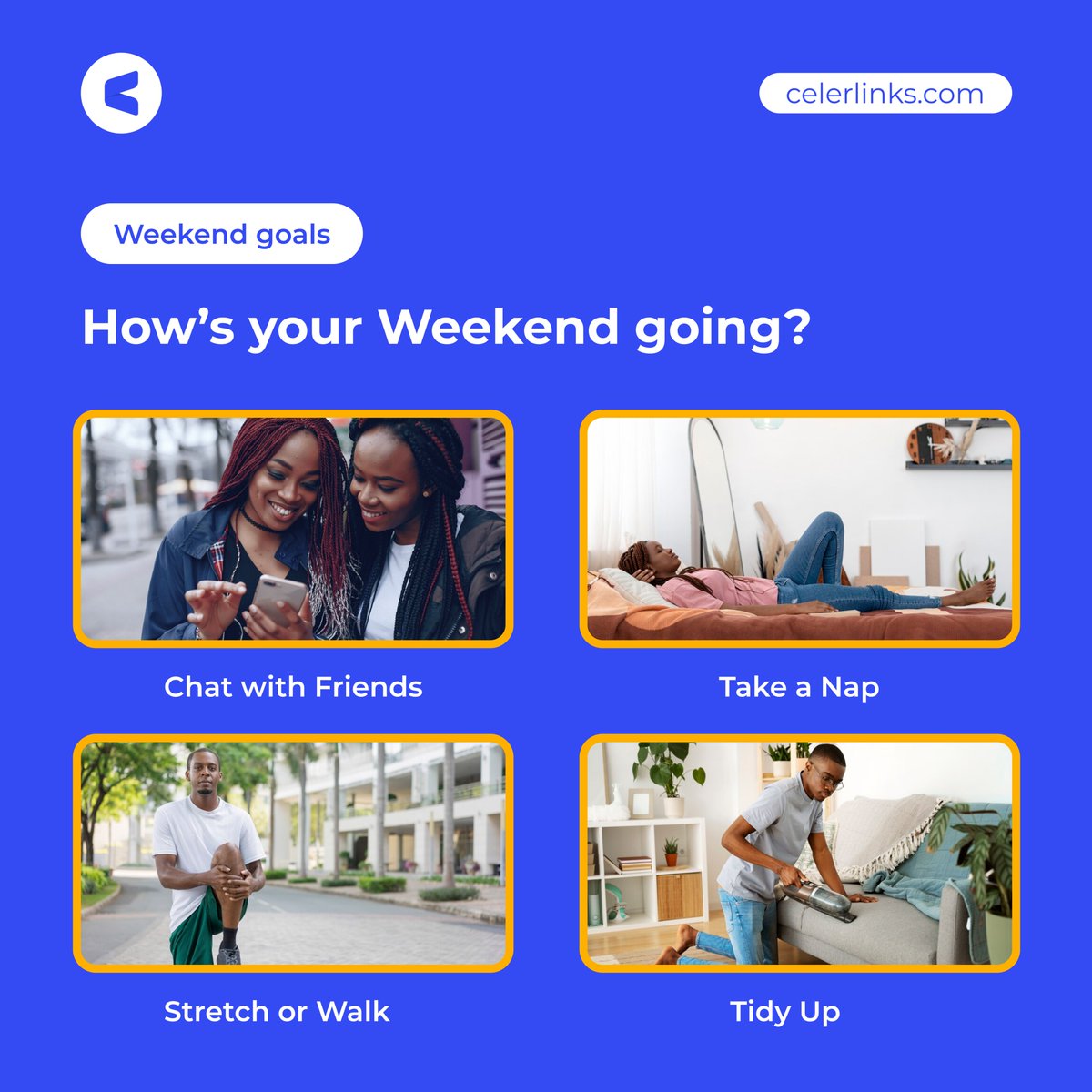 celerlinks's tweet photo. Balance, rest, and reset. ✨
How’s your weekend going? Whether you're recharging, catching up with friends, or just relaxing, it's all about resetting for the week ahead.
Share how you're spending it! 💬👇
#WeekendGoals #Recharge #WorkLifeBalance #WeekendVibes https://t.co/rMPw7yvgHS