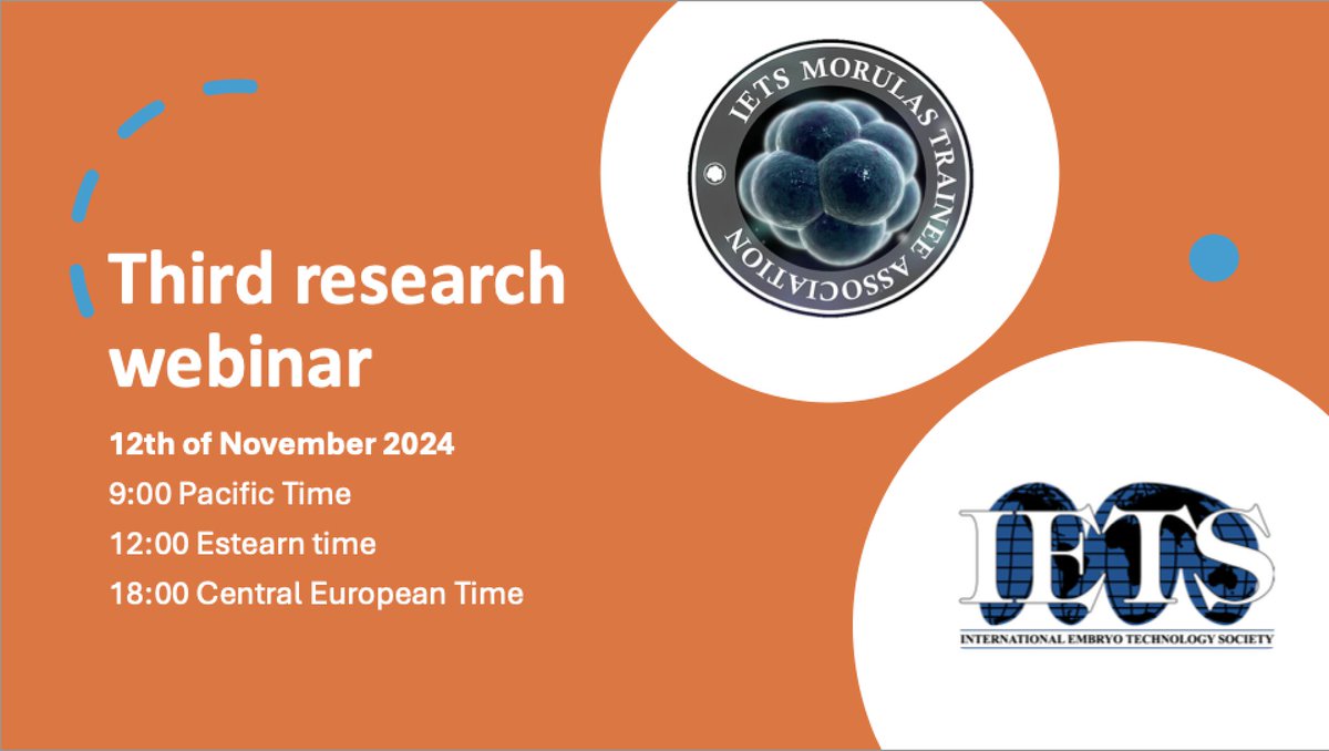 IETS_Morulas's tweet photo. The Morulas are inviting you to our third research webinar of 2024!
Tuesday, November 12th
9 a.m. US Pacific Time

Registration link
https://t.co/AwucAHuv8G https://t.co/wTpr6wLBiy