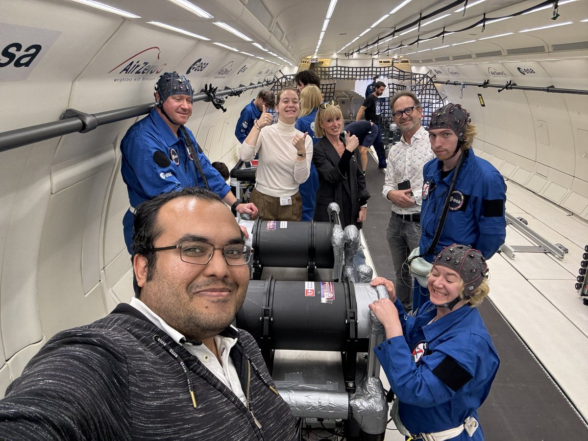 SMortaheb's tweet photo. Last week, our team #LEIA @UAntwerpen and our collaborators from @gtec_BCI and @BirkbeckUoL took part in the 85th @esa #parabolic_flight to study the effect of #zero_gravity on verticality detection ability. ✈️🧠
A great and unique experience 🤩 stay tuned for the results 🧐📊 https://t.co/R5P6jtZLCe
