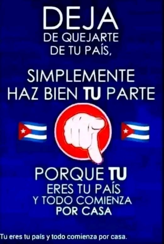 #UnidosSomosMásFuertes 
#UnidosXPorCuba 
#SanctiSpíritusEnMarcha